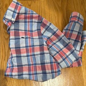 Vineyard Vines Kids Plaid Button Down Shirt - Red and Blue